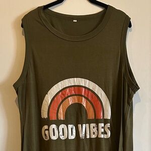 GOOD VIBES Army Green Tank Maxi Dress 2XL